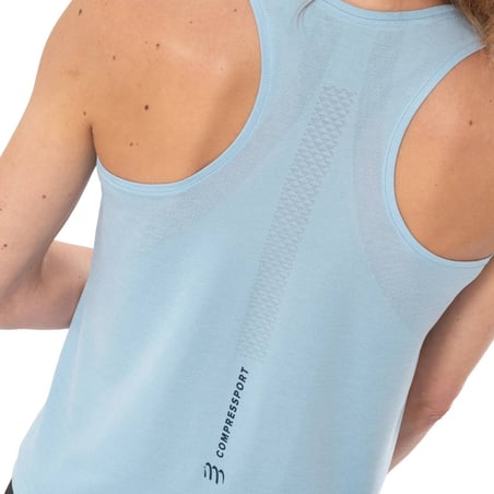 Débardeur Compressport Performance Sans Manches Bleu Femme