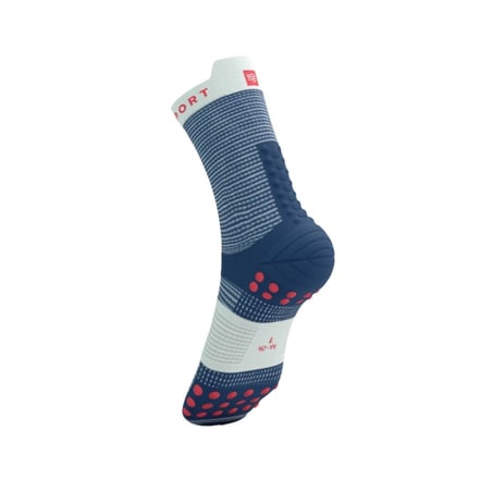 Calze Compressport Pro Racing Socks v4.0 Run High Blu Bianco