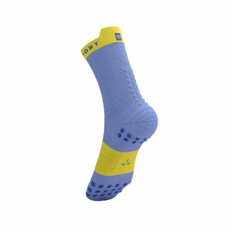 Meias Compressport Pro Racing Socks v4.0 Run High Roxo Amarelo