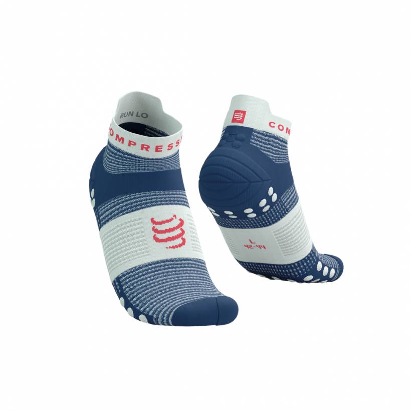 Compressport Pro Racing v4.0 Run Low Sokken Blauw Wit
