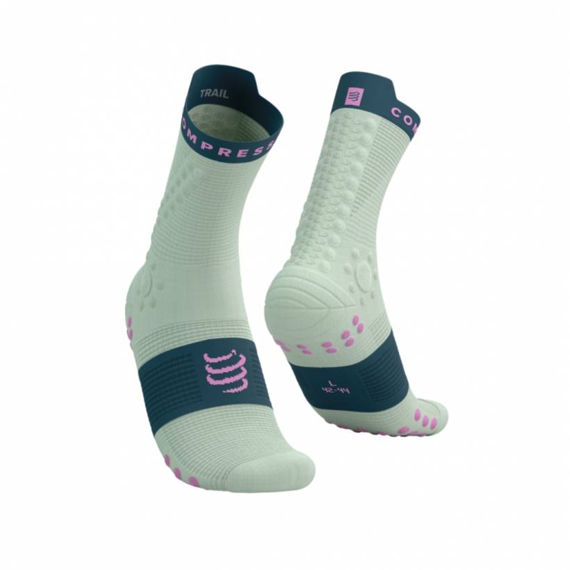 Calze Compressport Pro Racing Socks V4.0 Trail Verde Rosa