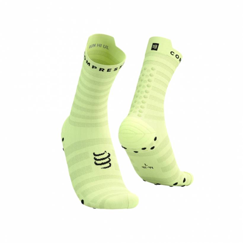 Chaussettes Compressport Pro Racing Socks v4.0 Ultralight Run High Jaune Noir