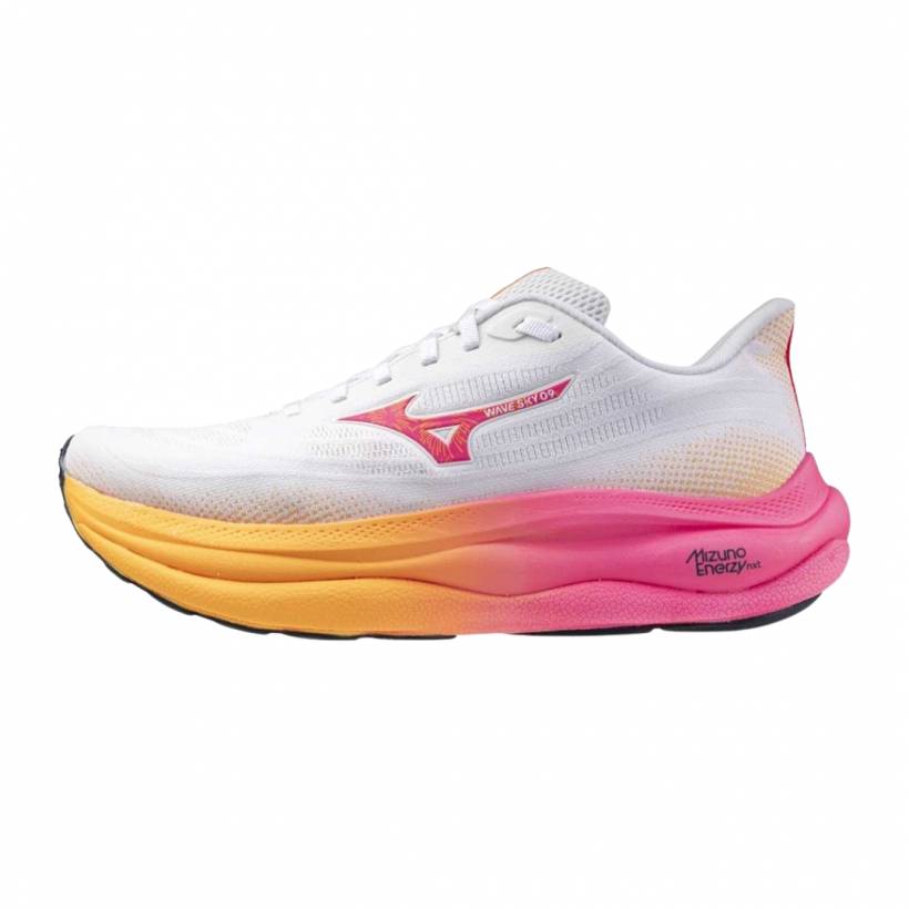 Tênis Mizuno Wave Sky 9 Hanabi Branco Rosa AW25 Unissex
