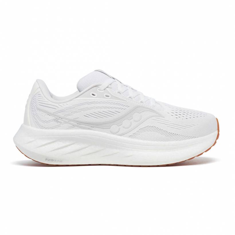 Tênis Saucony Ride 18 Branco Cinza AW25 Mulher
