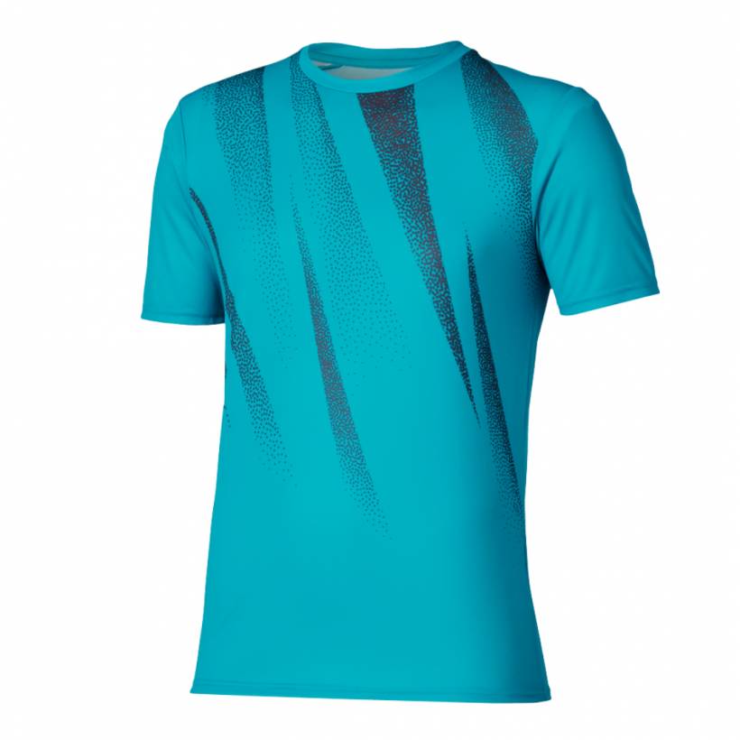 Camiseta Mizuno Core Graphic Manga Curta Azul
