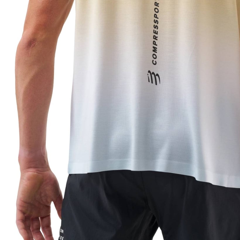 T-shirt Compressport Performance SS Jaune Blanc