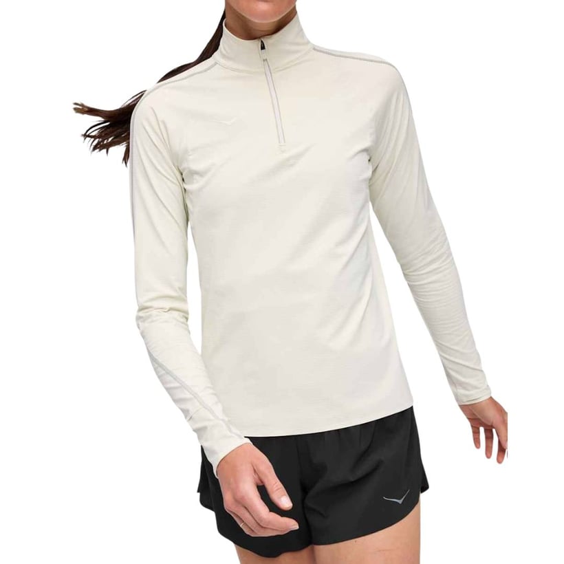 Camisola Hoka Glide Tech Branco Cinza Mulher