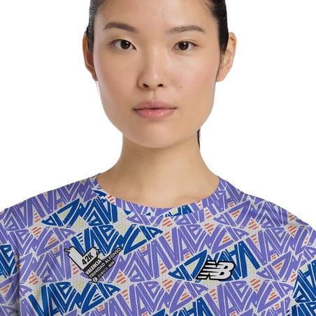 New Balance Valencia Marathon Printed Athletics Paars Blauw Dames T-shirt
