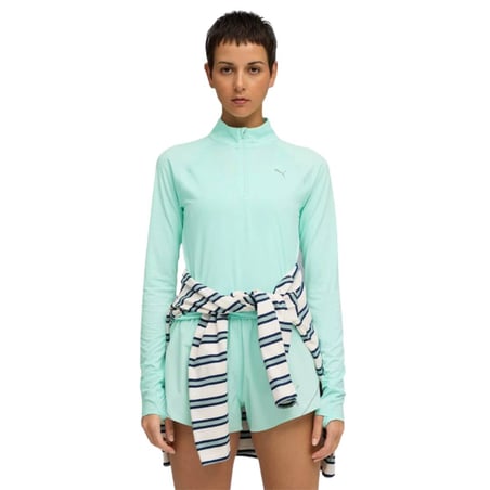 Camiseta Puma Velocity Cloudspun Manga Larga Azul Verde Mujer