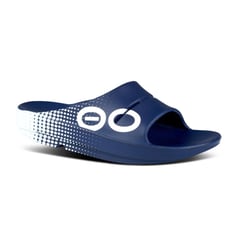 Sandalias Oofos Recovery Ooahh Sport Azul Blanco Unisex 2