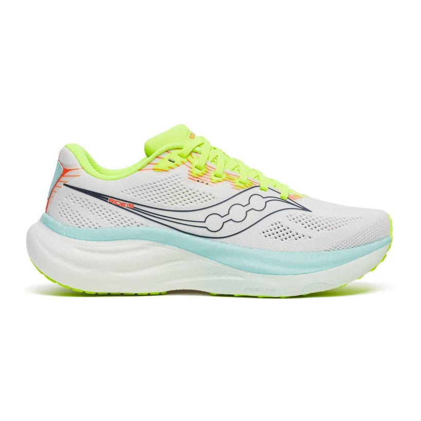 Scarpe Saucony Ride 19 Bianco Giallo SS26 Donna